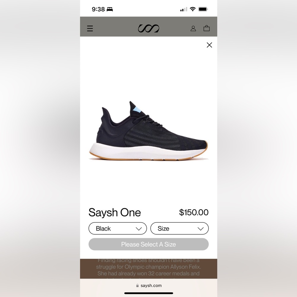 Saysh One Black Running Shoes